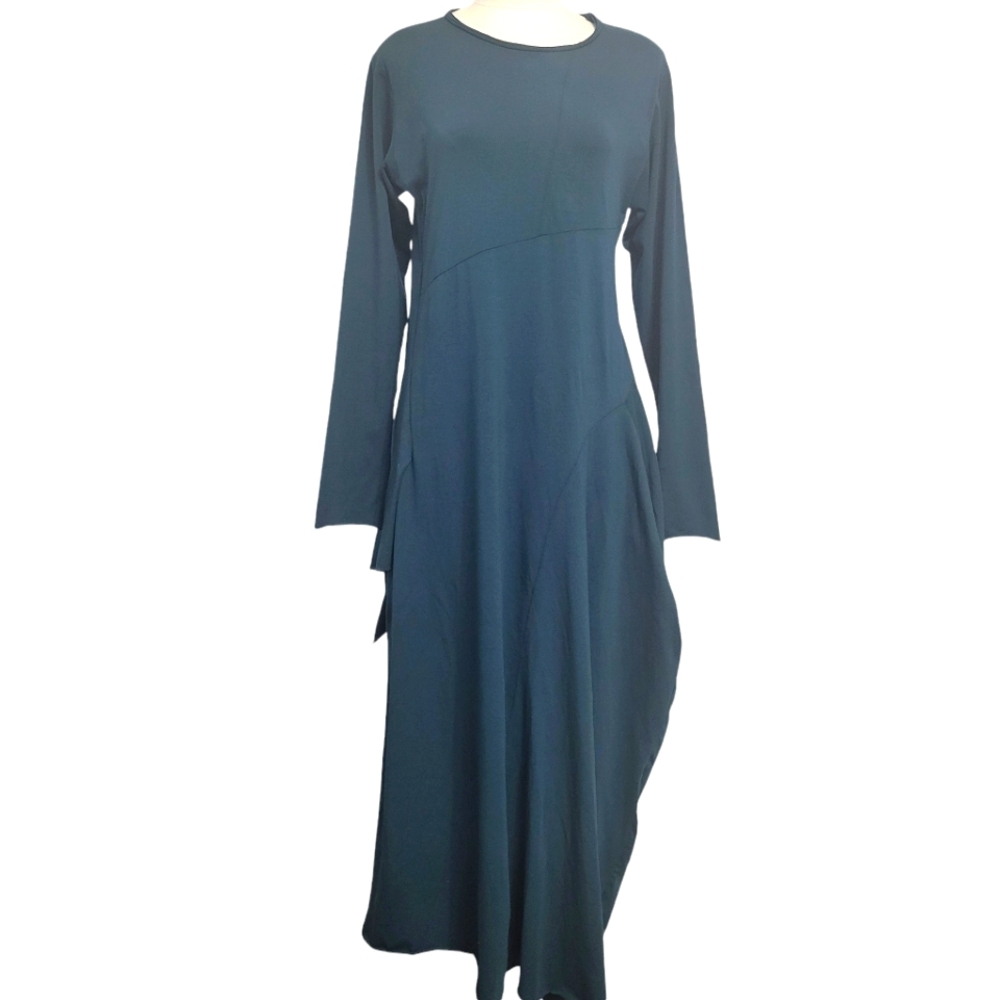 Ivan Grundahl Maxi Dress Black Draped Parachute Asymmetric Long Jersey Dress M
